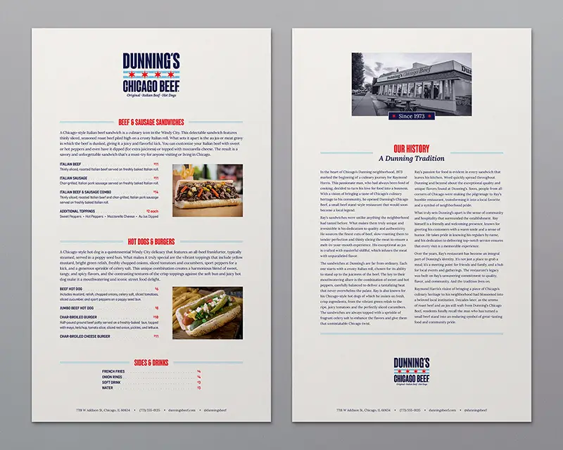 Dunning's Menu Design